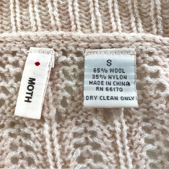 Anthropologie Moth Women’s S, Ruffled Collar, Tan Crochet Cardigan Sweater, Wool - Picture 3 of 13